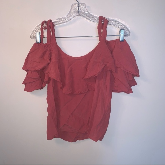 Misa Los Angeles Marina Cold Shoulder Ruffle Top XS - Picture 3 of 8